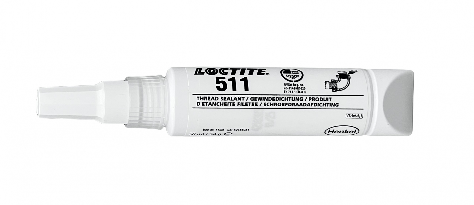 Keo dán đường ống Loctite 511 cường độ thấp màu trắng tuýp 50ml