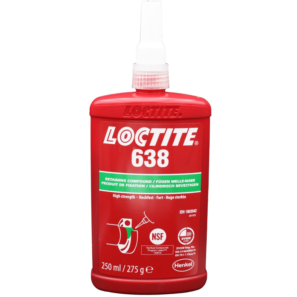 Keo dán giữ mối ghép Loctite 638 đông kết nhanh cường độ cao màu xanh lá 250ml