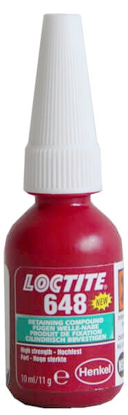 Keo giữ trục Loctite 648 chịu nhiệt lên đến 180 °C lực khóa cao màu xanh lá 10ml