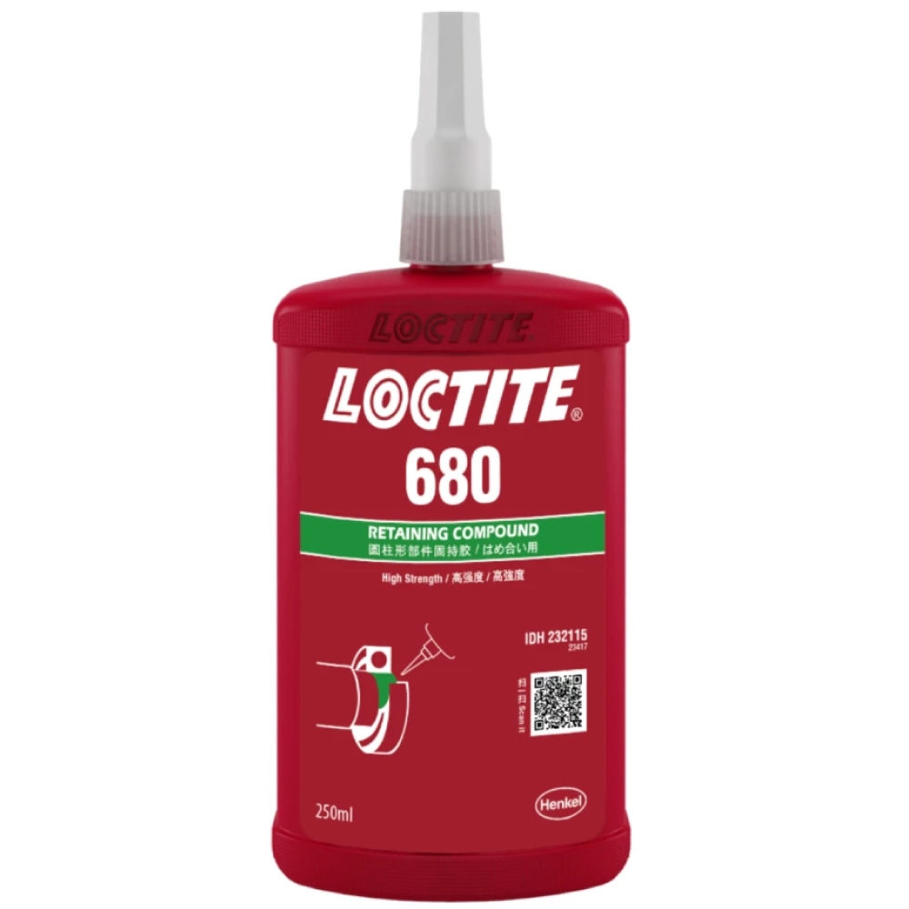 Keo dán giữ mối ghép Loctite 680, cường độ cao, huỳnh quang, màu xanh lá cây, 250ml