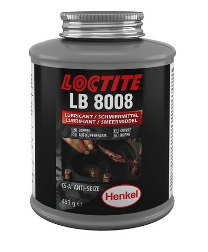 Hợp chất chống kẹt đồng Loctite 8008 C5-A dạng mỡ, hộp 453g có kèm đầu cọ giúp bôi trơn và bảo vệ mối nối.