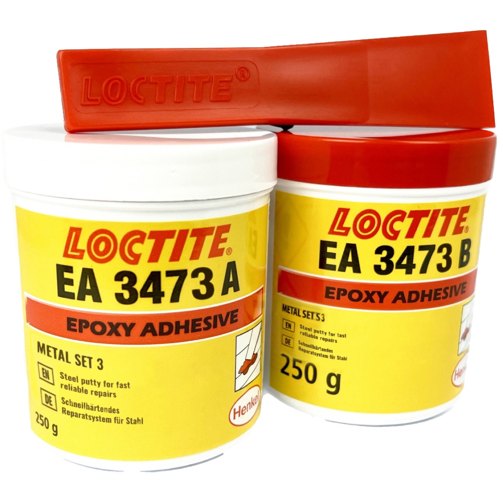 Keo dán sắt chịu lực Loctite EA 3473 Fixmaster dạng bột thép pha trộn bộ dụng cụ sửa chữa kim loại đông cứng nhanh 500g