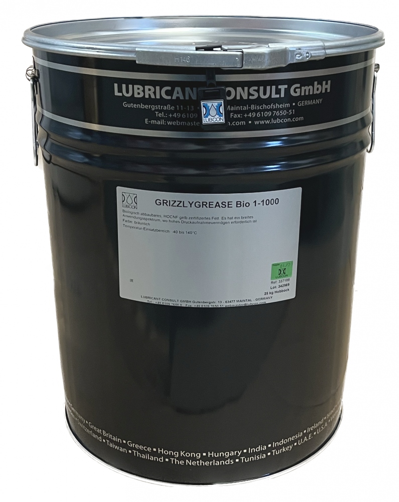 Mỡ bôi trơn vòng bi phân hủy sinh học Lubcon Grizzlygrease BIO 1-1000 thùng 25kg