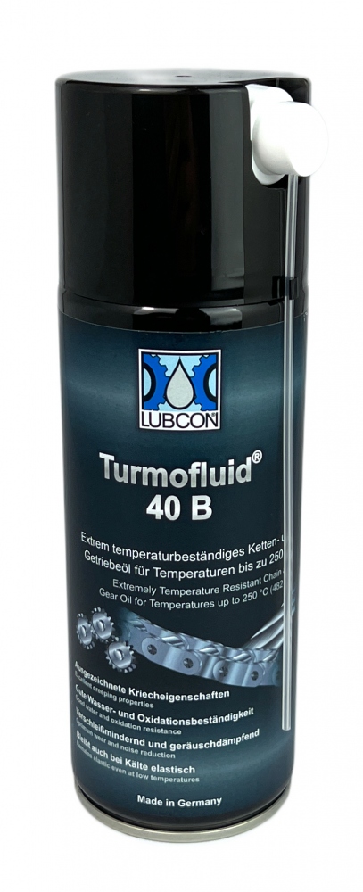 Dầu xích tổng hợp chịu nhiệt độ cao Lubcon Turmofluid 40 B dạng xịt 400ml