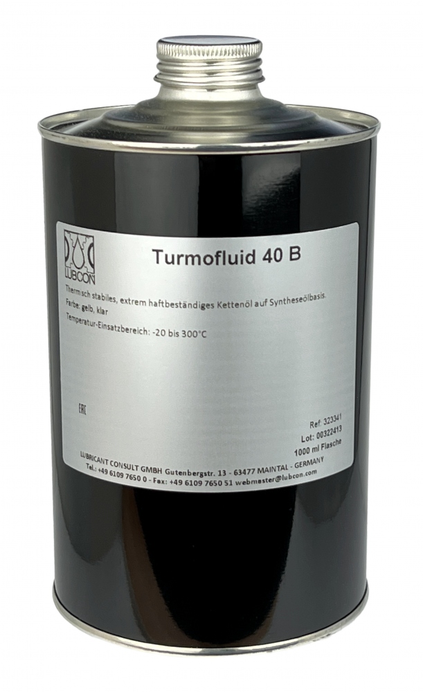 Lubcon Turmofluid 40B Dầu xích tổng hợp chịu nhiệt chai 1L