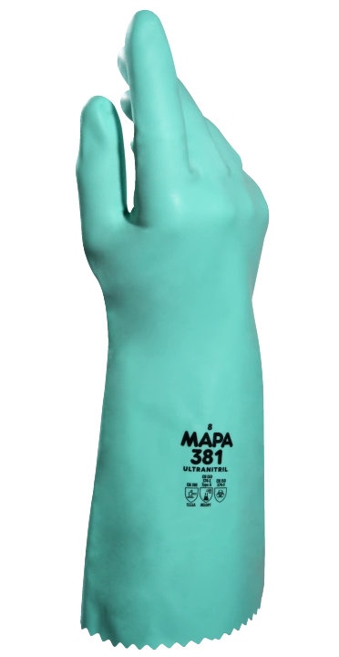 Găng tay chống hóa chất Mapa 381 Ultranitril, Danh mục 3, Loại A