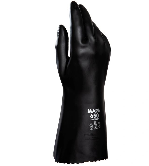 Găng tay chống hóa chất BUTOFLEX 650 màu đen butyl 35cm