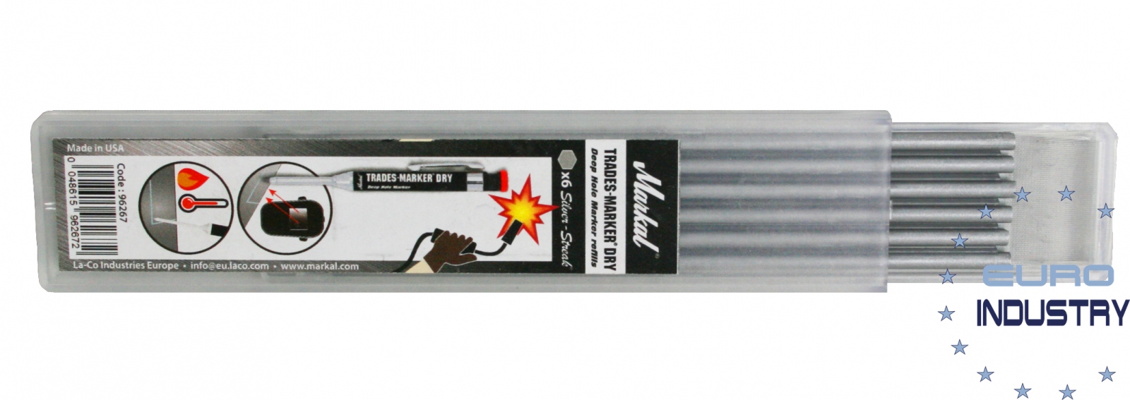 Gói 6 ngòi chì bạc thay thế Markal 96267 cho bút đánh dấu TRADES-MARKER® DRY