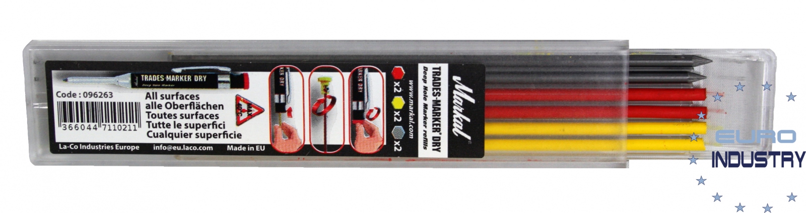 Markal 96263 Vỉ 6 ngòi thay thế hỗn hợp cho bút đánh dấu công nghiệp TRADES-MARKER® DRY