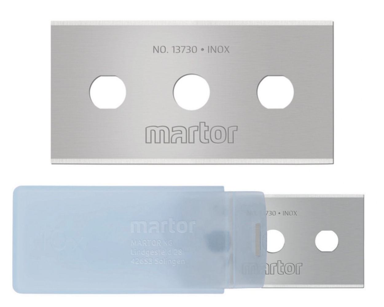 Lưỡi dao công nghiệp thép không gỉ Martor 13730.60 kích thước 43x22x0.30mm