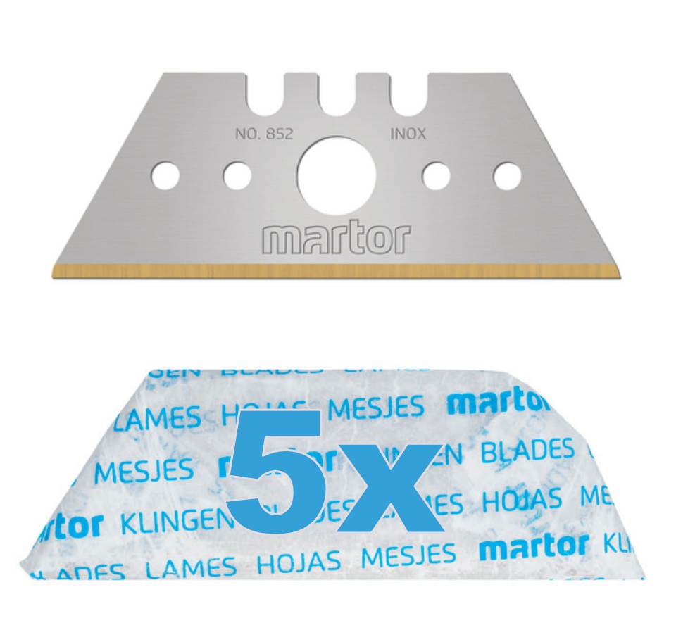 Lưỡi dao hình thang Martor 852.42 thép không gỉ phủ TiN, 53x19x0.63 mm