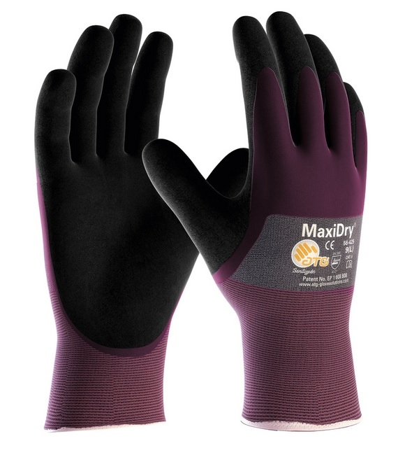Găng tay siêu nhẹ ATG Maxidry 56-425 phủ nitrile chống dầu tăng độ bám.