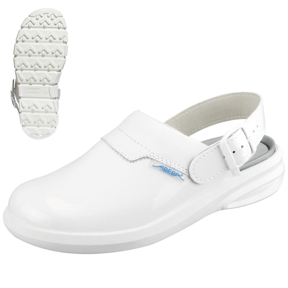 Giày clogs y tế cho nữ chống trơn trượt màu trắng OB SRC Abeba 7620 EASY