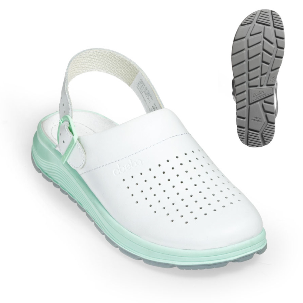 Giày clogs y tế cho nữ chống trượt màu trắng OB SRC Abeba 85080 ACTIVE