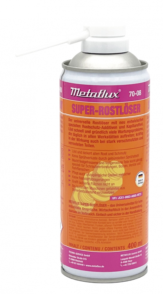 Bình xịt tẩy rỉ sét siêu mạnh Metaflux 70-08 chịu nhiệt lên đến 60°C dung tích 400 ml