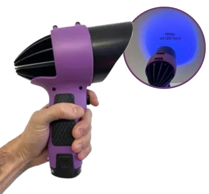 Đèn pin LED UVA cường độ cao Midas có thể sạc lại