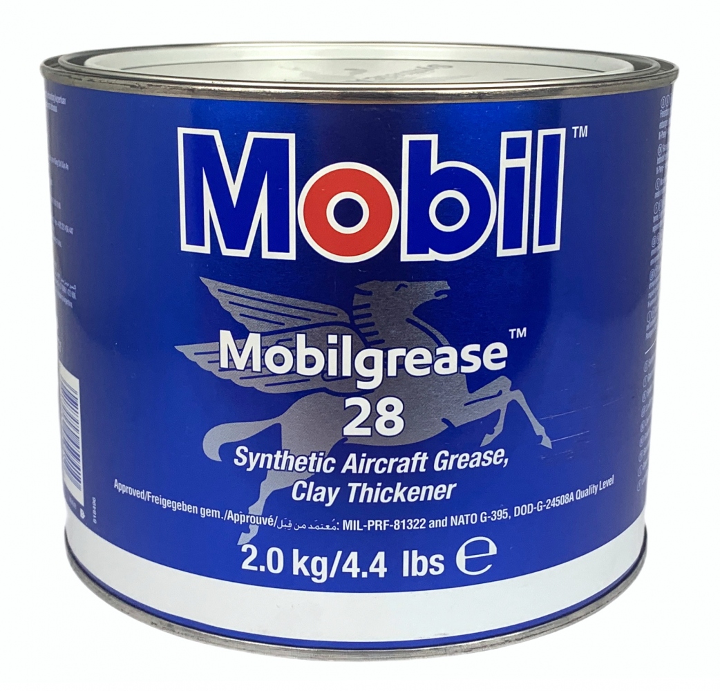 Mỡ hàng không tổng hợp Mobilgrease 28 tiêu chuẩn MIL-PRF-81322G lon 2kg