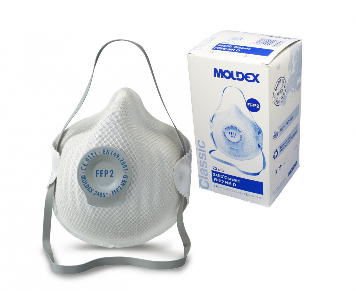 Khẩu trang lọc bụi dùng một lần Moldex 2405 Classic có van thở Ventex tiêu chuẩn FFP2 NR D