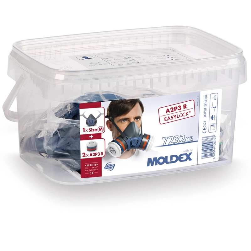Bộ mặt nạ nửa mặt Moldex 7232 Ready Pack bao gồm thân mặt nạ 7002 và 2 phin lọc A2P3R