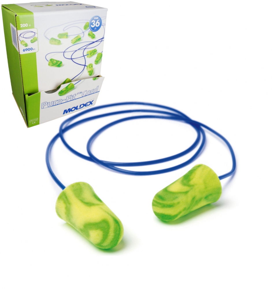 Nút bịt tai có dây MOLDEX 6900 Pura-Fit màu xanh lá cây, SNR 36 dB, 200 chiếc