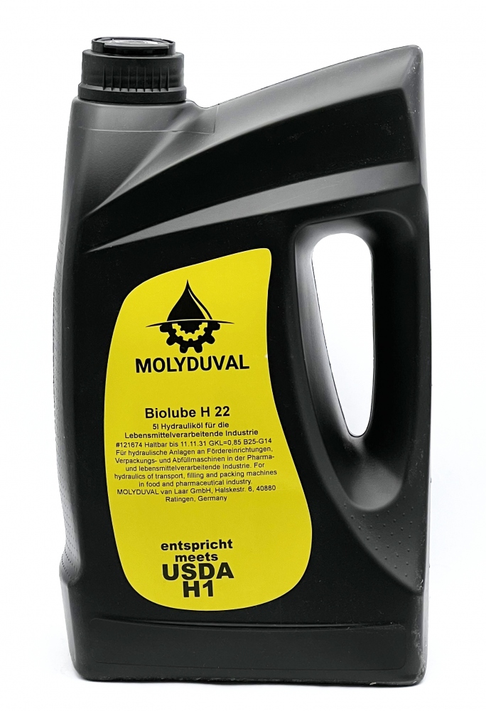 Dầu thủy lực Molyduval Biolube H 22 dùng cho công nghiệp thực phẩm tiêu chuẩn USDA H1 xô 5 lít