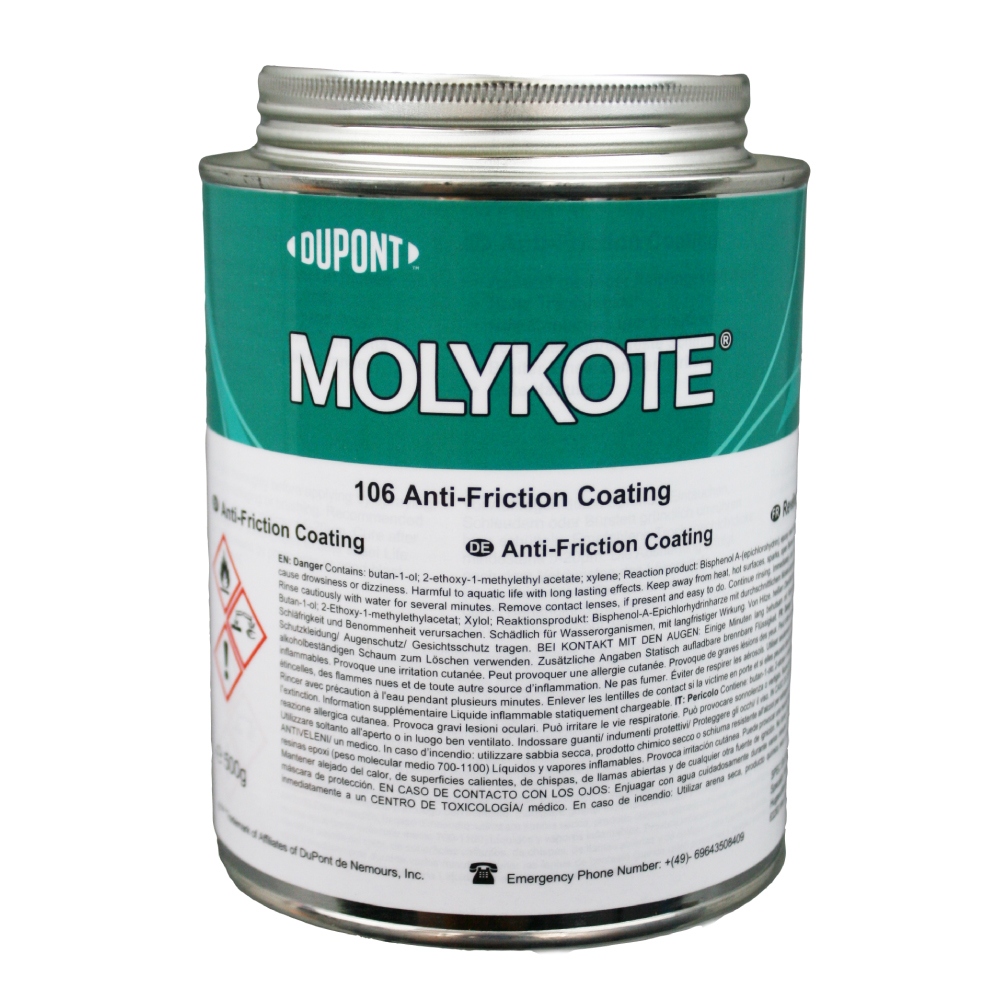 Molykote 106 AFC Lớp phủ chống ma sát đóng rắn nhiệt màu xám đậm lon 500 g