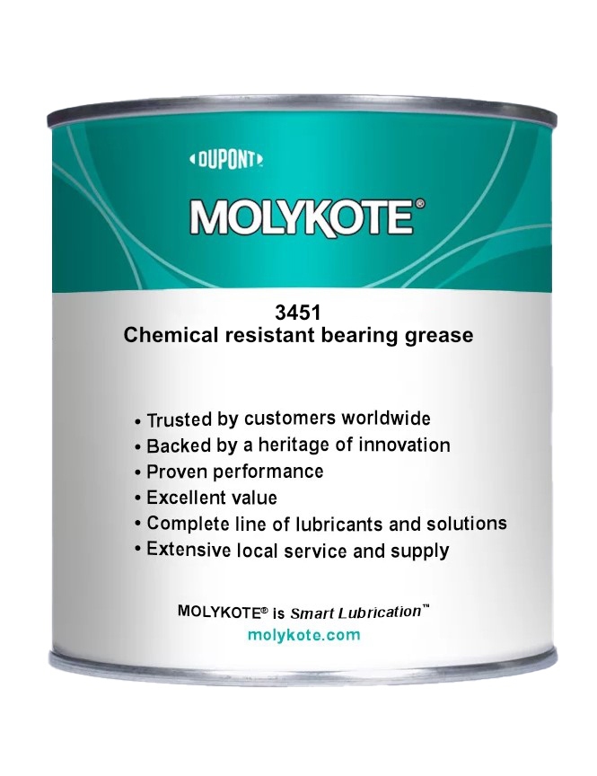 Mỡ bôi trơn vòng bi chịu hóa chất Molykote 3451 cấp NLGI 2 hộp 1kg