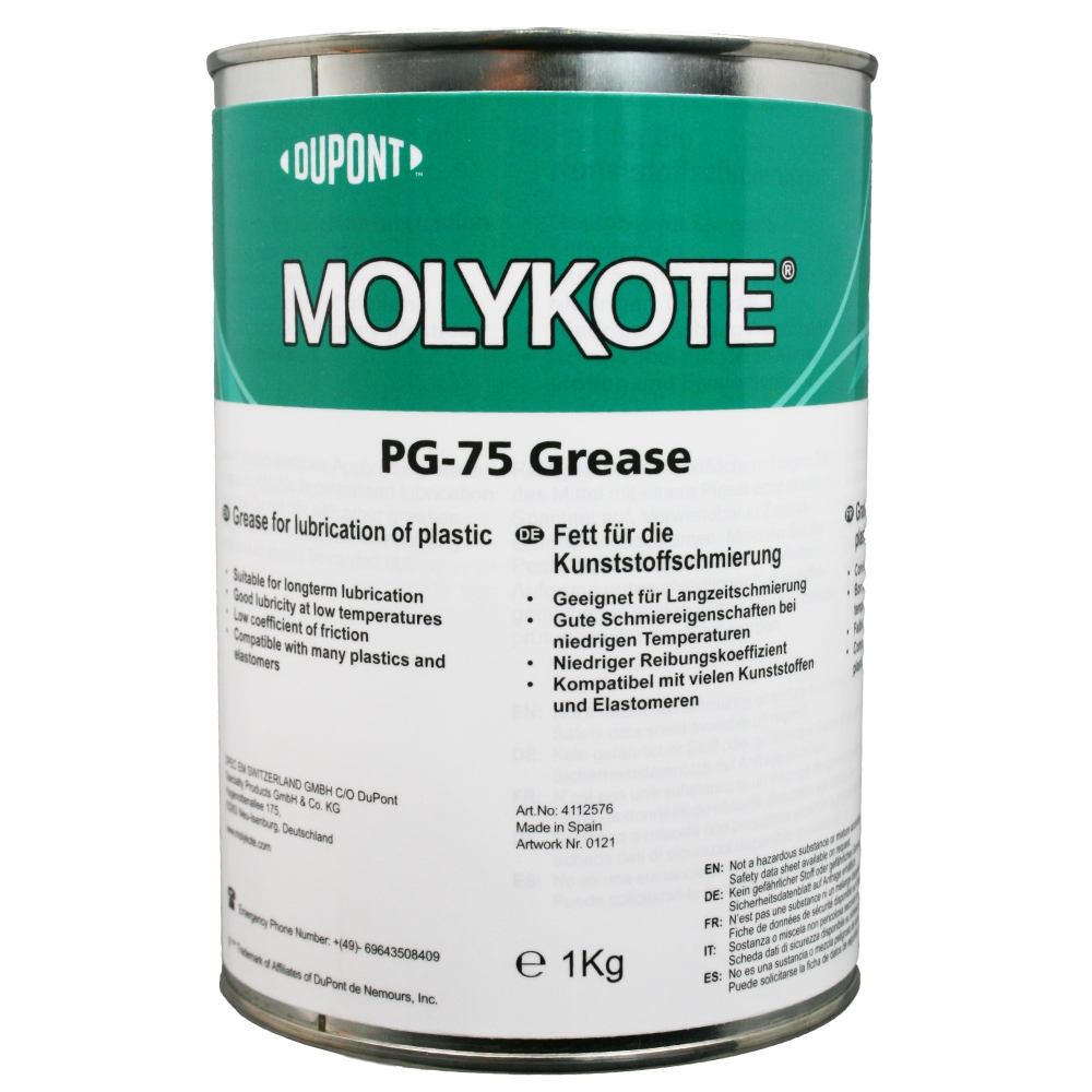 Mỡ bôi trơn Molykote PG-75 Plastislip gốc dầu khoáng/PAO, độ đặc NLGI-2, hộp 1kg