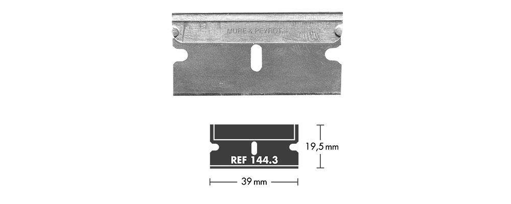Mure&Peyrot 144.3 Lưỡi dao thép hình gót giày cạnh bo tròn 39x19,5 mm