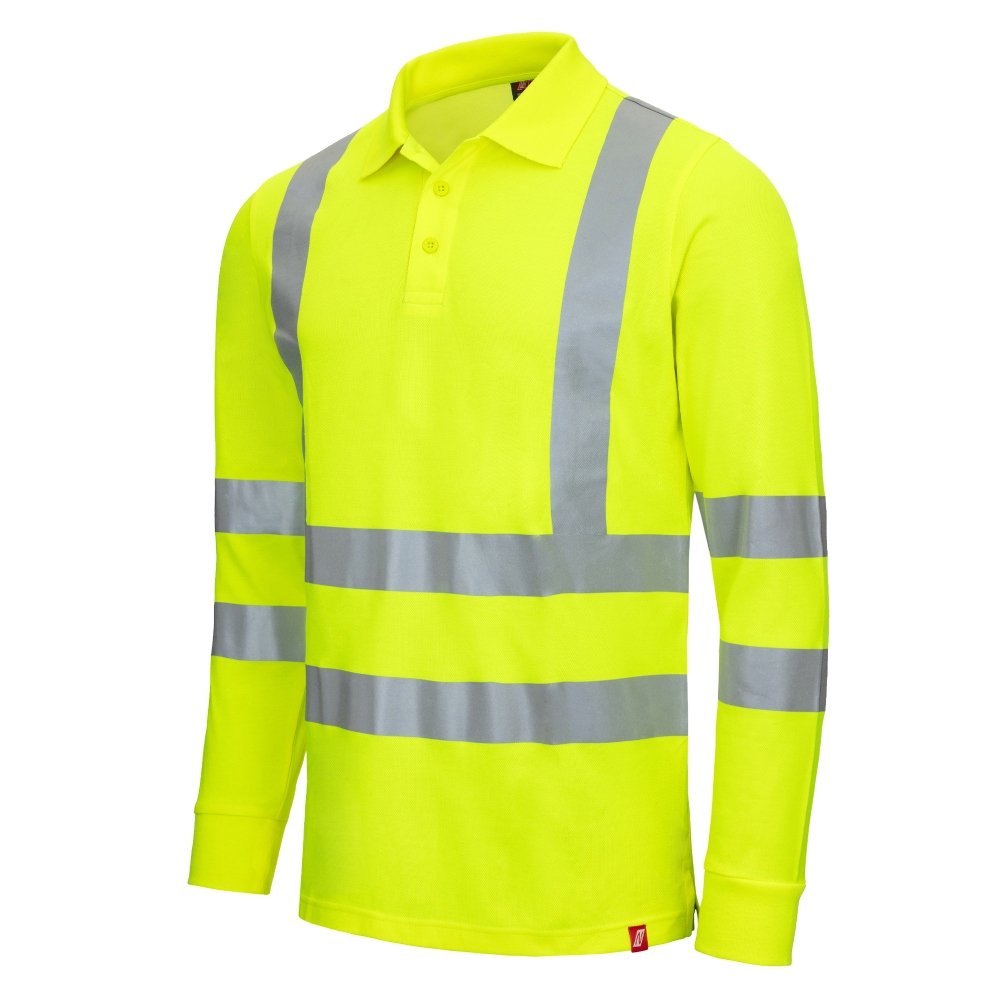 Áo polo phản quang dài tay Nitras MOTION TEX VIZ màu vàng XS–6XL