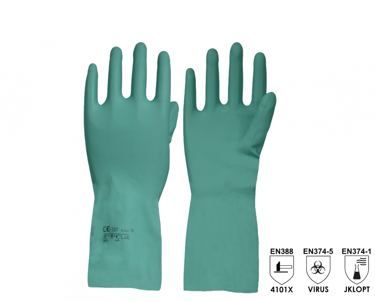 Găng tay bảo hộ chống hóa chất Nitrile Solidstar DIAMOND 1341 màu xanh lá cây