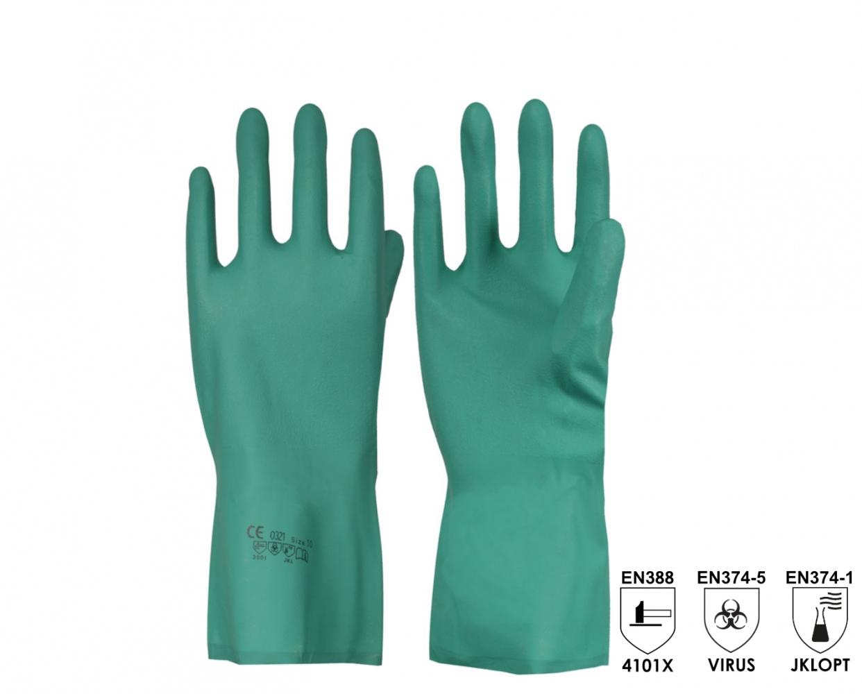 Găng tay bảo hộ chống hóa chất nitrile Solidstar 1347 PebbleGrip màu xanh lá cây