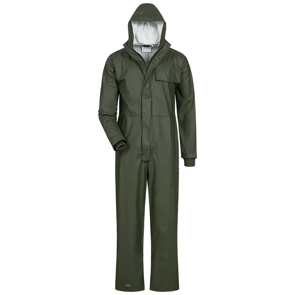 Bộ quần áo mưa liền thân chất liệu PU nhẹ và co giãn màu xanh rêu S-4XL, Norway 26600