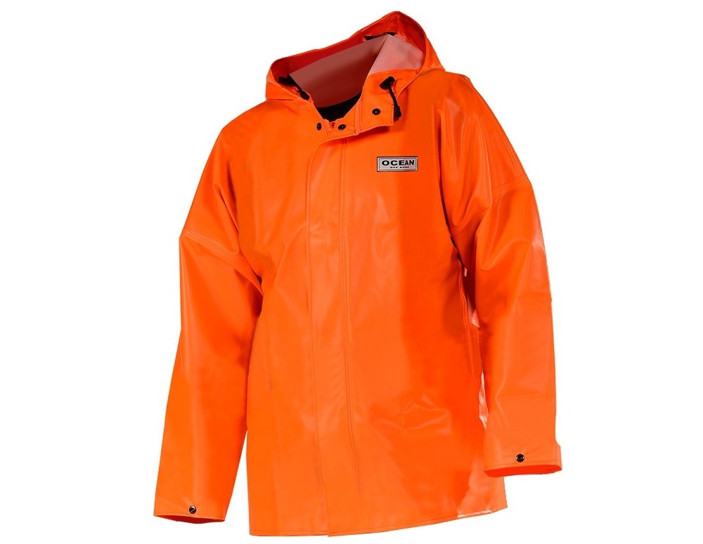 Áo khoác đi mưa có mũ Ocean Weather chất liệu PVC màu cam kích cỡ XS-8XL