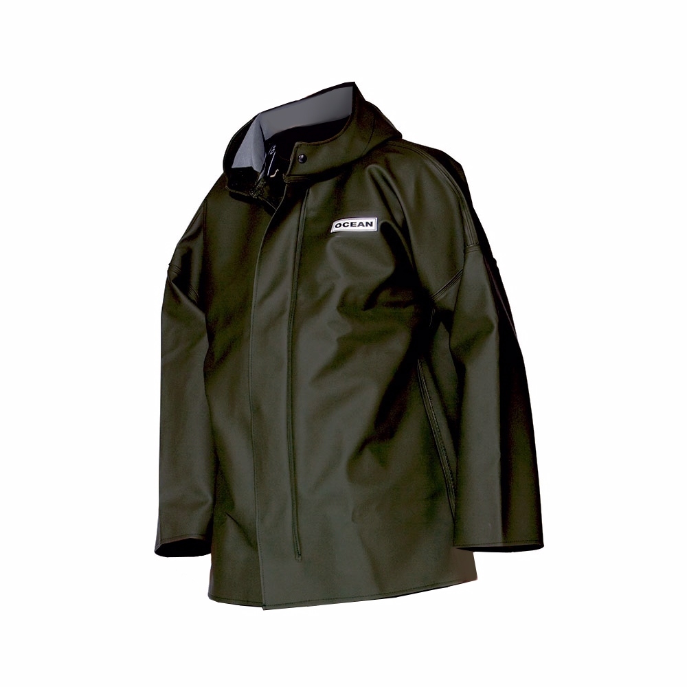 Áo khoác đi mưa có mũ PVC Ocean Weather Heavy Rain màu rêu XS-8XL
