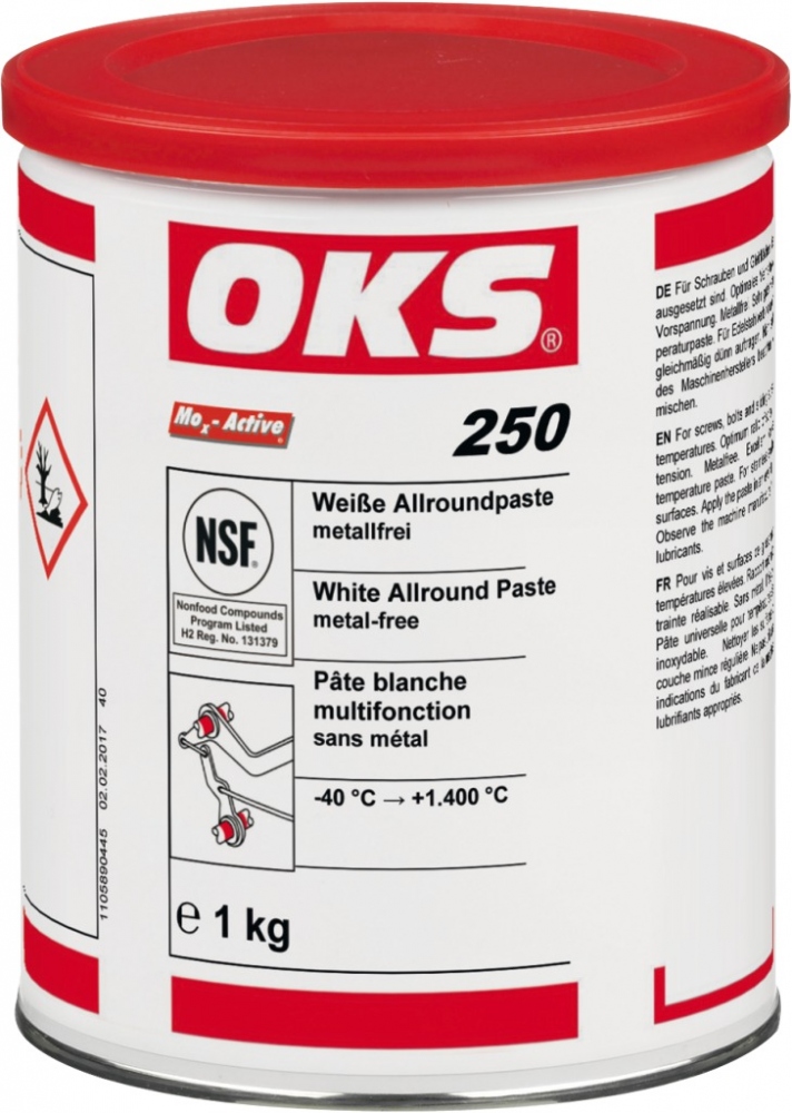 Mỡ dán đa năng màu trắng OKS 250 không chứa kim loại hộp 1kg