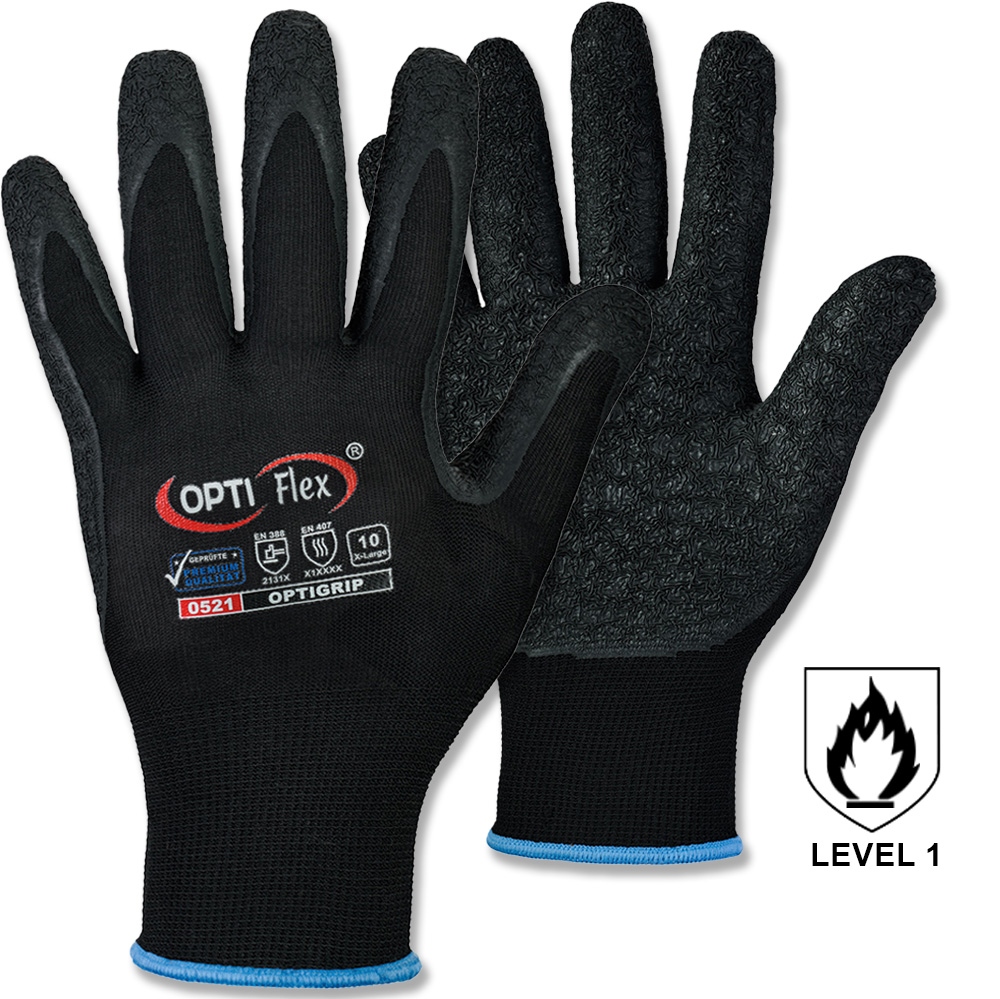 Găng tay bảo hộ phủ cao su Latex OptiFlex 0521 OPTIGRIP dùng cho công việc lắp ráp size 6-12
