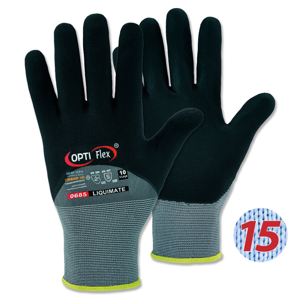 Găng tay bảo hộ OPTIFlex 0685 LIQUIMATE 3/4 phủ Nitrile/PU thoáng khí