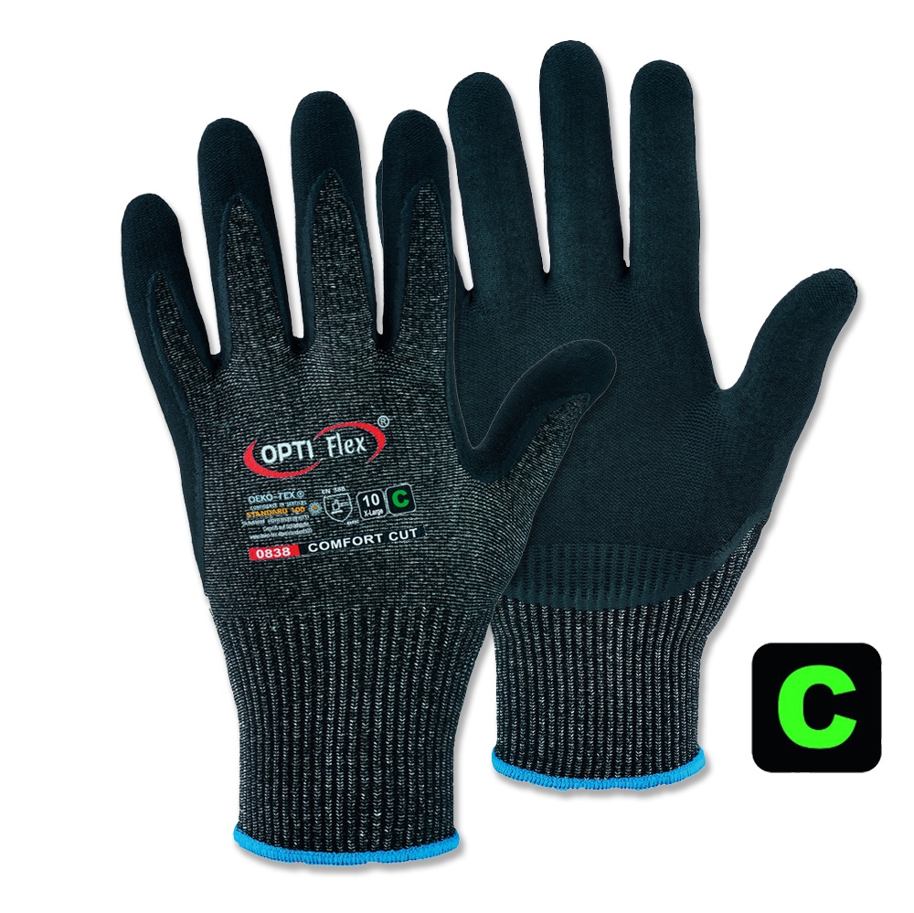 Găng tay chống cắt OPTIFlex 0838 phủ Nitrile COMFORT CUT Cấp độ C size 7-11