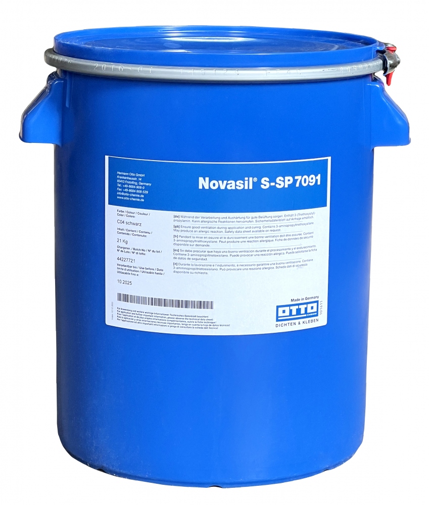 Hợp chất trám trét silicone Otto Novasil S-SP 7091 màu đen, thùng 20 lít / 21 KG