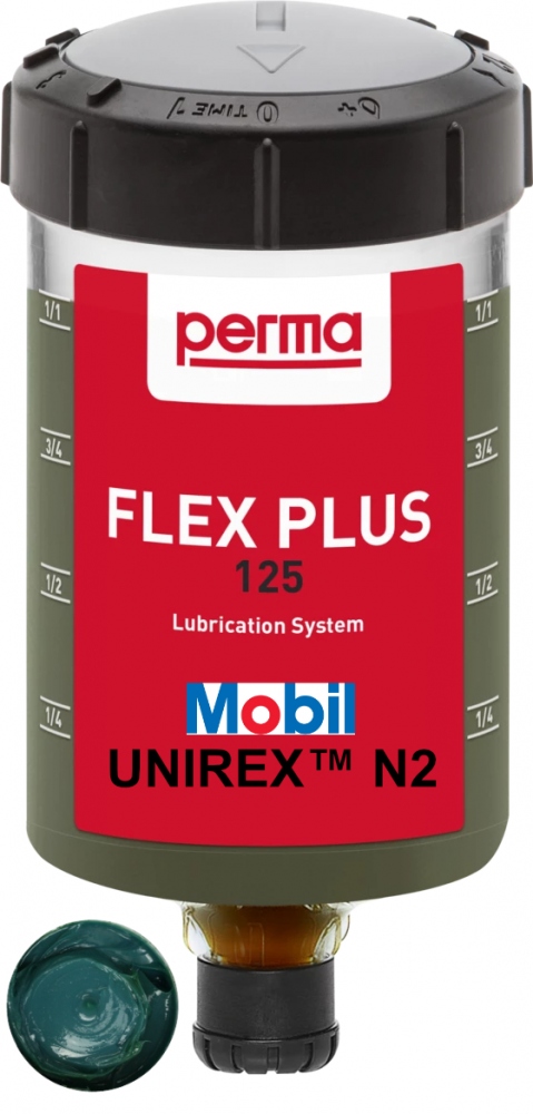 Thiết bị bơm mỡ tự động Perma FLEX PLUS 125 với mỡ bôi trơn Mobil Unirex N2