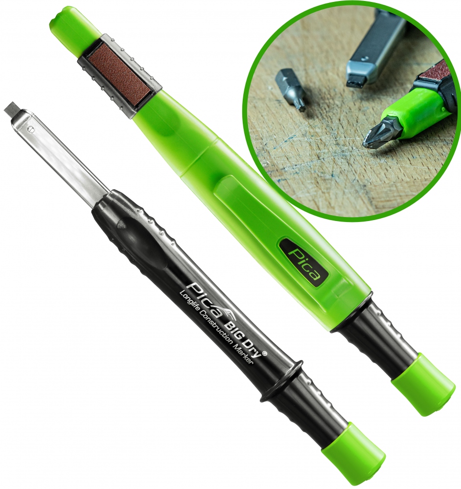 Bút đánh dấu công trình siêu bền Pica BIG Dry 6060 tích hợp gọt ngòi bút