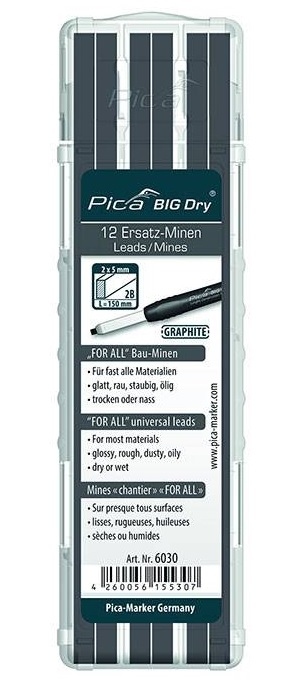 Bộ 12 ngòi chì graphite Pica BIG Dry 6030 cho bút đánh dấu BIG Dry