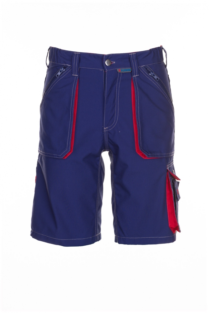 Quần short bảo hộ lao động Planam 2842 BASALT bền bỉ xanh đen/đỏ S-3XL