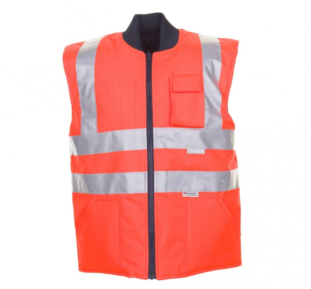 Áo gile mùa đông phản quang Planam 2071 màu cam S–4XL