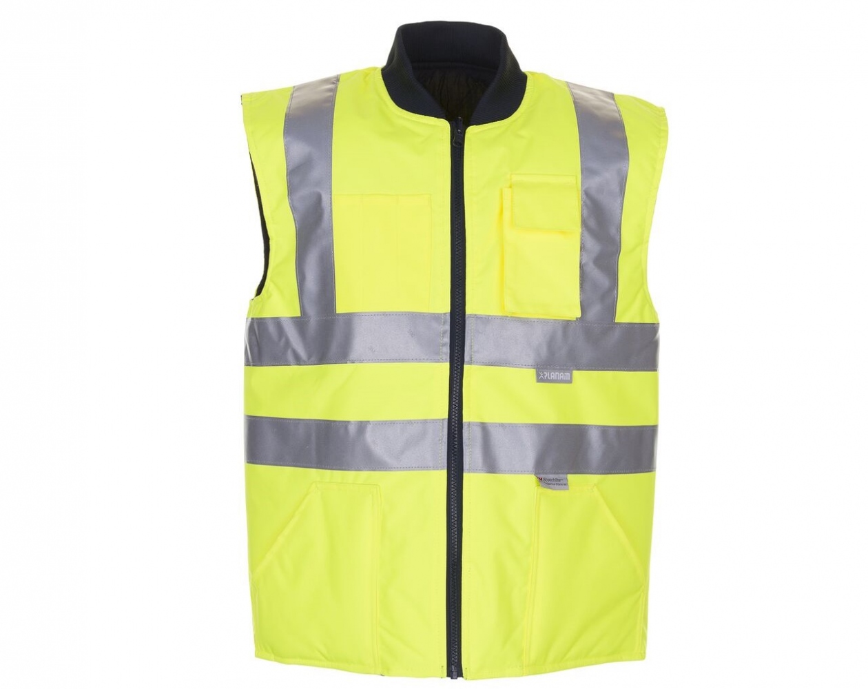 Áo gile mùa đông phản quang Planam 2072 màu vàng S–4XL