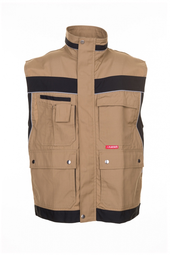 Áo vest bảo hộ lao động nam Planam 2534 Plaline màu cát/đen size XS - 4XL