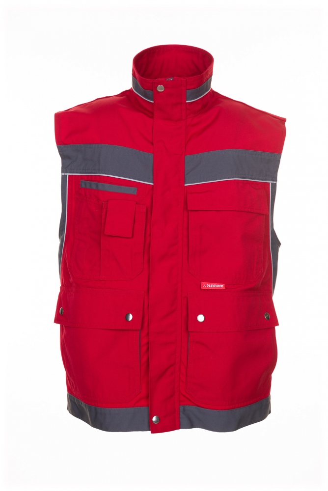 Áo vest bảo hộ nam Planam 2537 Plaline màu đỏ/xám đá size XS - 4XL