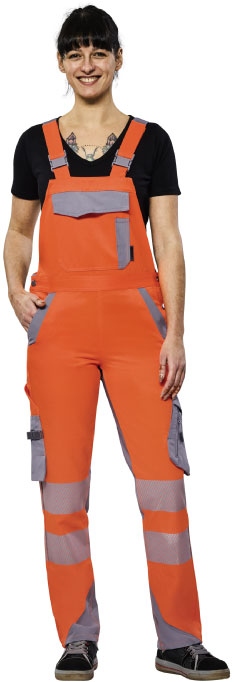 Quần yếm bảo hộ phản quang nữ size 36-54 màu cam/kẽm, Planam 5935
