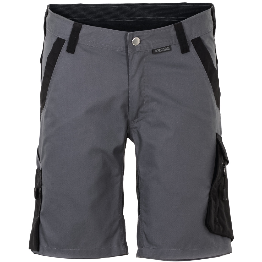 Quần short bảo hộ lao động nam Planam 6451 NORIT phong cách hiện đại, màu xám đậm/đen, kích cỡ XS-4XL